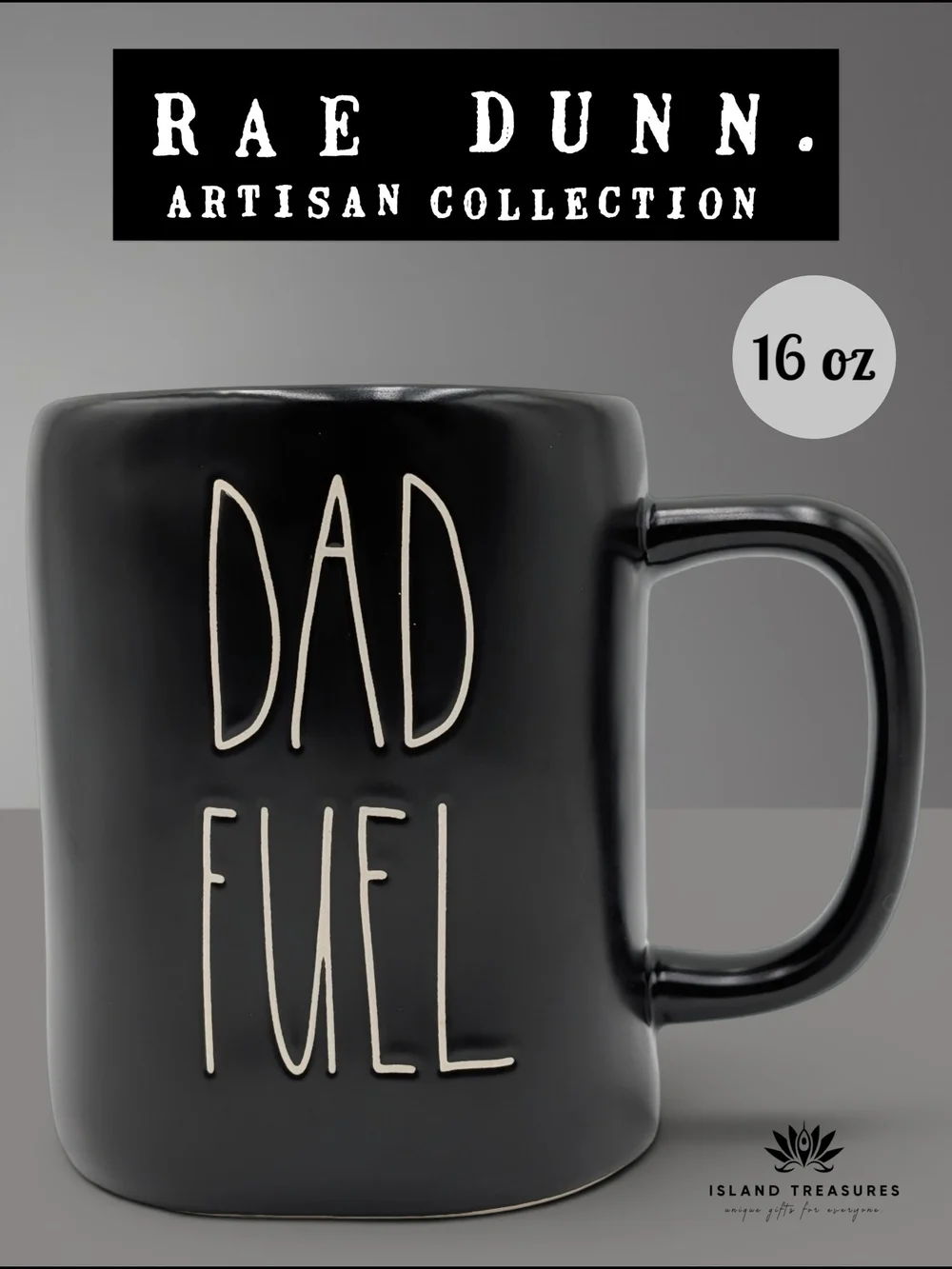 Rae Dunn Dad Fuel Artisan Collection 16oz Black Ceramic Mug Gift for Dad